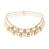 A Lady's Diamond, Gemstone & Pearl Necklace in 18K