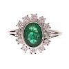 A Lady's GIA Emerald & Diamond Ring in 14K
