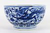 Antique Chinese Blue & White 5 Toe Dragon Bowl
