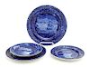 Four Historical Blue Staffordshire Plates, Enoch Wood & Sons, Diameter of last 10 1/8 inches.