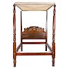 Carved mahogany four-poster canape bedstead