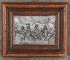 Wax relief of a European landscape with peasants, 5 1/4'' h., 6 1/4'' w.