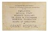 A Grant Hospital Aluminium Dedication Plaque Height 18 by width 28 inches.