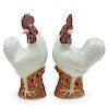PAIR OF CHINESE BLANC DE CHINE ROOSTERS