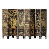 CHINESE LACQUER EIGHT PANEL FOLDING SCREEN