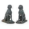 PAIR OF PATINATED METAL DOGS