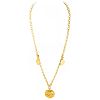 Chanel Gold Tone Logo Necklace