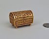 18K Gold Miniature Filigree Casket Form Box
