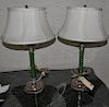 Pair Twisted Glass/Silver Candlesticks, As Lamps