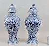 Pair Large Chinese Porcelain Covered Vases