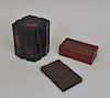 Two Chinese Game Boxes & Boxwood Card Case