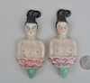 Pair Chinese Porcelain Figural Hooks