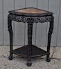 Chinese Carved Hardwood Marble Top Corner Table