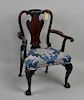 George II Tassel Carved Mahogany Open Arm Chair