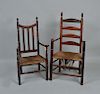 Two American Country QA Rush Seat Arm Chairs