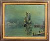 Early 20th C. Harbor Scene, Signed