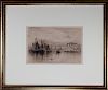 Fine Antique Etching of Grand Canal, Monogrammed