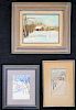 (3) American School Winter Landscapes, Signed