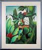 20th C. Painting of Parrot in Tropical Landscape