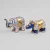 Richard Ginori Polychrome Porcelain Model of an Elephant and of a Rhino