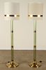 PAIR LUCITE AND BRASS FLOOR LAMPS CIRCA 1960