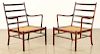 PAIR DANISH OLE WANSCHER ROSEWOOD OPEN ARM CHAIRS