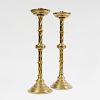 Pair of Tall English Brass Altar Candlesticks, After a Model Designed by Pugin for John Hardman