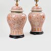 Pair of Chinese Iron Red Decorated Porcelain Jars and Covers Mounted as Lamps, of Recent Manufacture