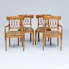 Set of Four Italian Neoclassical Style Fruitwood Chairs
