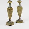 Pair of Continental Cloisonné Mounted Hardstone Table Lamps