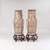 Pair of Canton Rose Medallion Style Large Vases, of Recent Manufacture