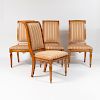 Set of Four Louis XVI Style Walnut Side Chairs, for Ethan Allen