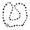 Chanel Base Metal Black Stone Bead Logo Necklace