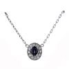 18K Gold Diamond Blue Stone Pendant Necklace