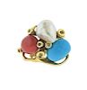 18k Gold Turquoise Coral Pearl Diamond Free Form Ring
