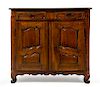 A Louis XV Provincial Walnut Cabinet Height 47 3/4 x width 52 1/2 x depth 26 inches.