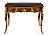 A Louis XV Style Gilt Bronze Mounted Parquetry Writing Desk Height 30 1/4 x width 43 1/2 x depth 27 1/4 inches.