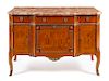 * A Louis XVI Style Marquetry Commode Height 36 1/2 x width 54 x depth 23 3/4 inches.
