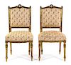 A Pair of Louis XVI Style Giltwood Side Chairs Height 38 inches.