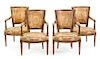 A Set of Four Louis XVI Giltwood Fauteuils Height 34 inches.