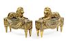 A Pair of Louis XVI Style Gilt Bronze Chenets Height 11 3/4 x width 13 inches.