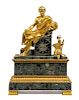 An Empire Style Gilt Bronze and Marble Figural Mantel Clock Height 30 1/4 x width 21 x depth 8 3/4 inches.