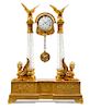 An Empire Style Gilt Bronze and Cut Glass Clock Height 44 1/4 x width 31 3/4 x depth 7 inches.