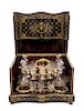 A Napoleon III Brass Inlaid Cave a Liqueur Height 10 1/2 x width 14 1/2 x depth 11 3/4 inches.