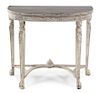 A Neoclassical Painted Console Table Height 33 1/2 x width 38 3/4 x depth 18 1/2 inches.