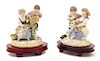Two Meissen Porcelain Figural Groups Height of taller 5 3/4 inches.
