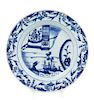 A Chinese Export Blue and White Porcelain Plate Diameter 10 1/2 inches.