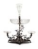 A Victorian Silver-Plate and Cut Glass Epergne Height 23 inches.