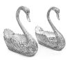 A Pair of Silvered Metal Centerpiece Bowls, Maker's Mark MC, each in the form of a swan with inset glass eyes.