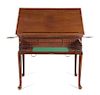 A George II Mahogany Drafting Table Height 36 x width 41 3/4 x depth 25 inches.
